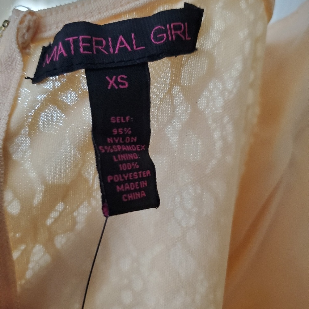 NWT Material Girl Lined Peach Lace Dress - Picture 4 of 6